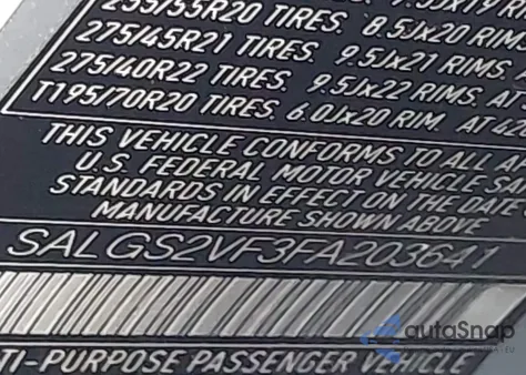 2015 Land Rover Range Rover Hse z USA, uszkodzony, nr VIN SALGS2VF3FA203641